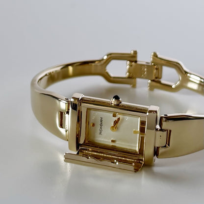 Yves Saint Laurent 1990s Peek-A-Boo Gold Plated Bangle Watch