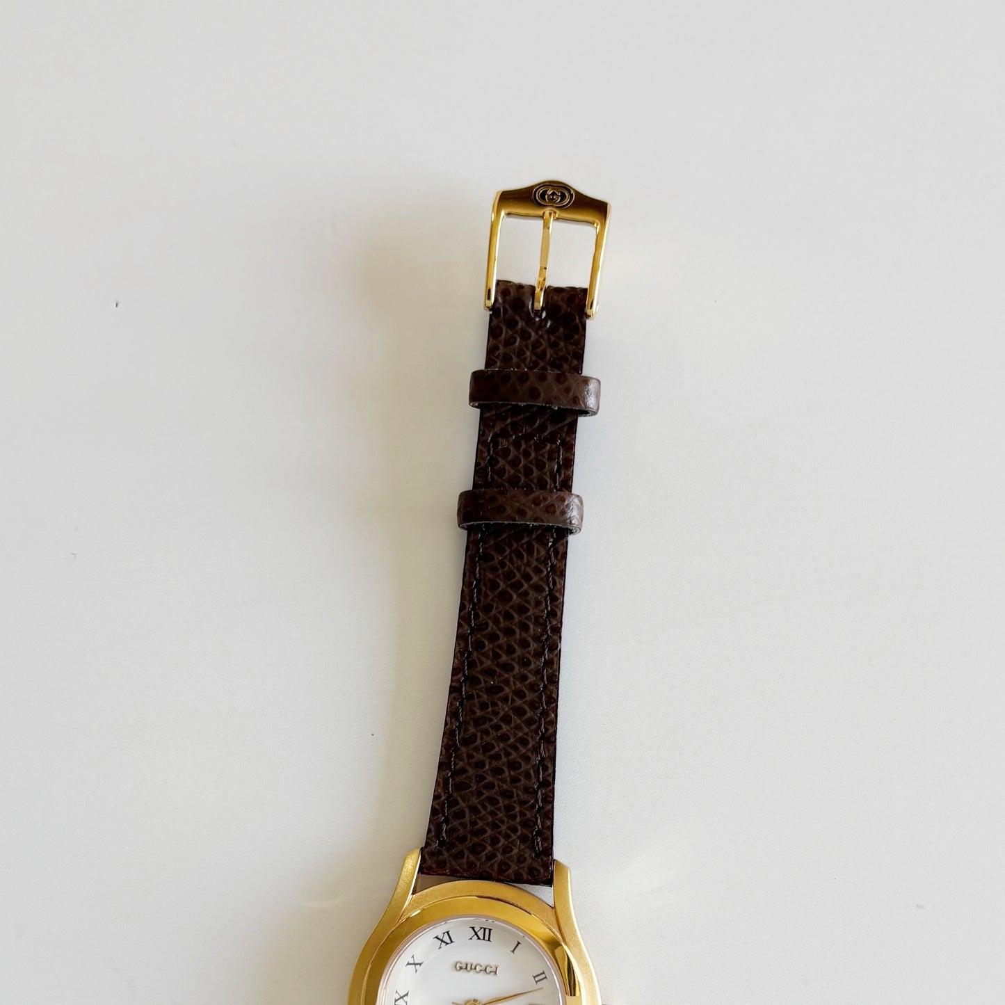 Gucci 1990s Date Round Dial Gold Plated Watch