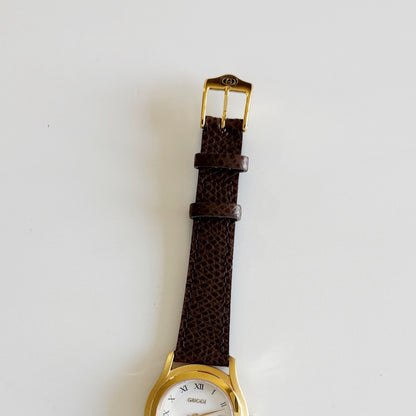Gucci 1990s Date Round Dial Gold Plated Watch