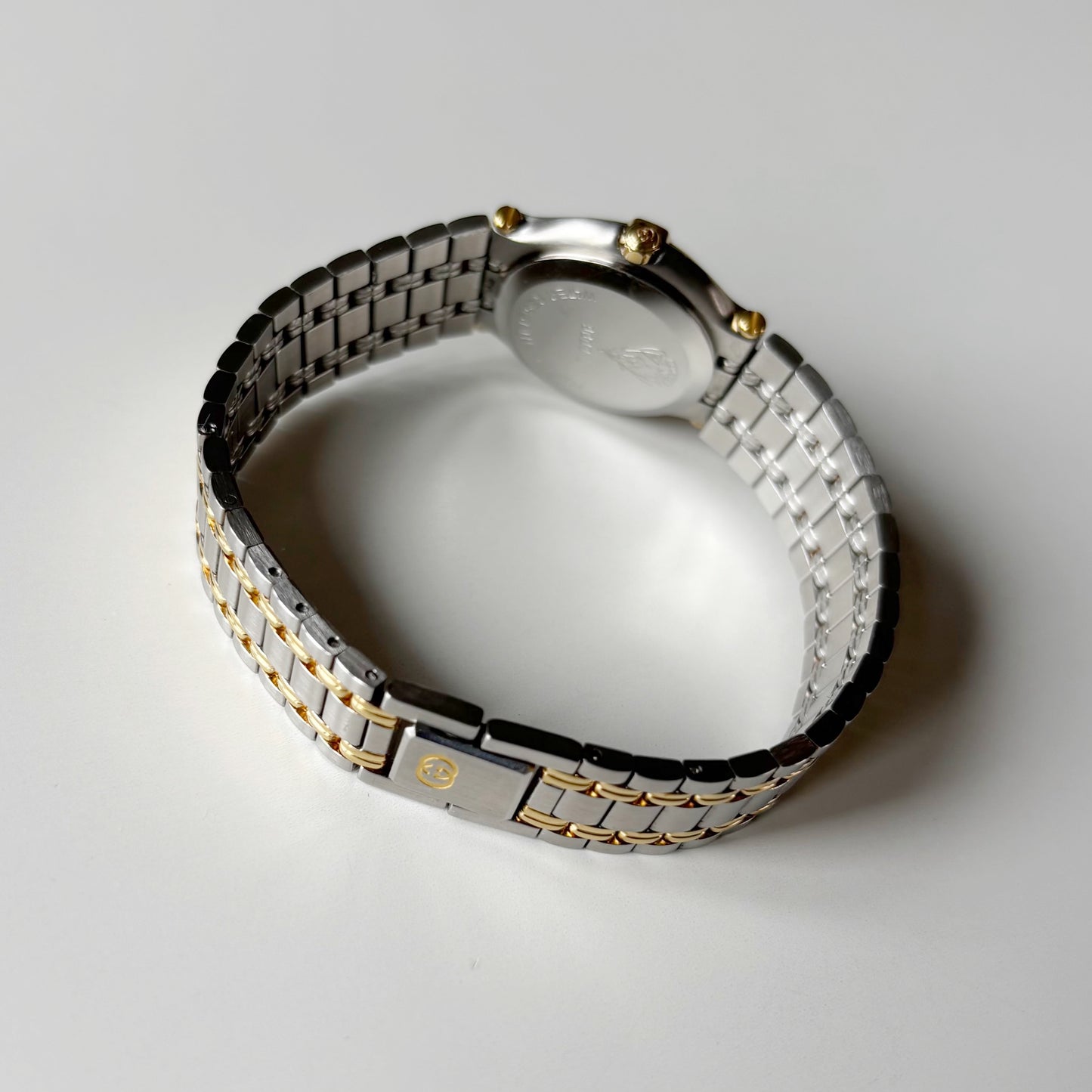 Gucci 1990s Round Dial Two Tone Gold Plated Watch