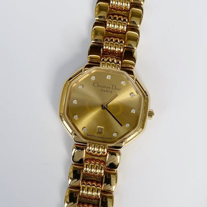 Dior 1990s Octagon Gold Plated Watch