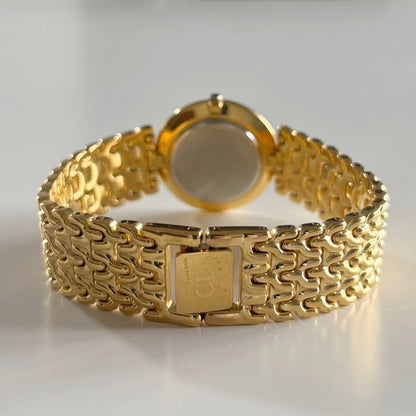 Dior 1990s Seashell Dial Round Dial Gold Plated Watch (Large)