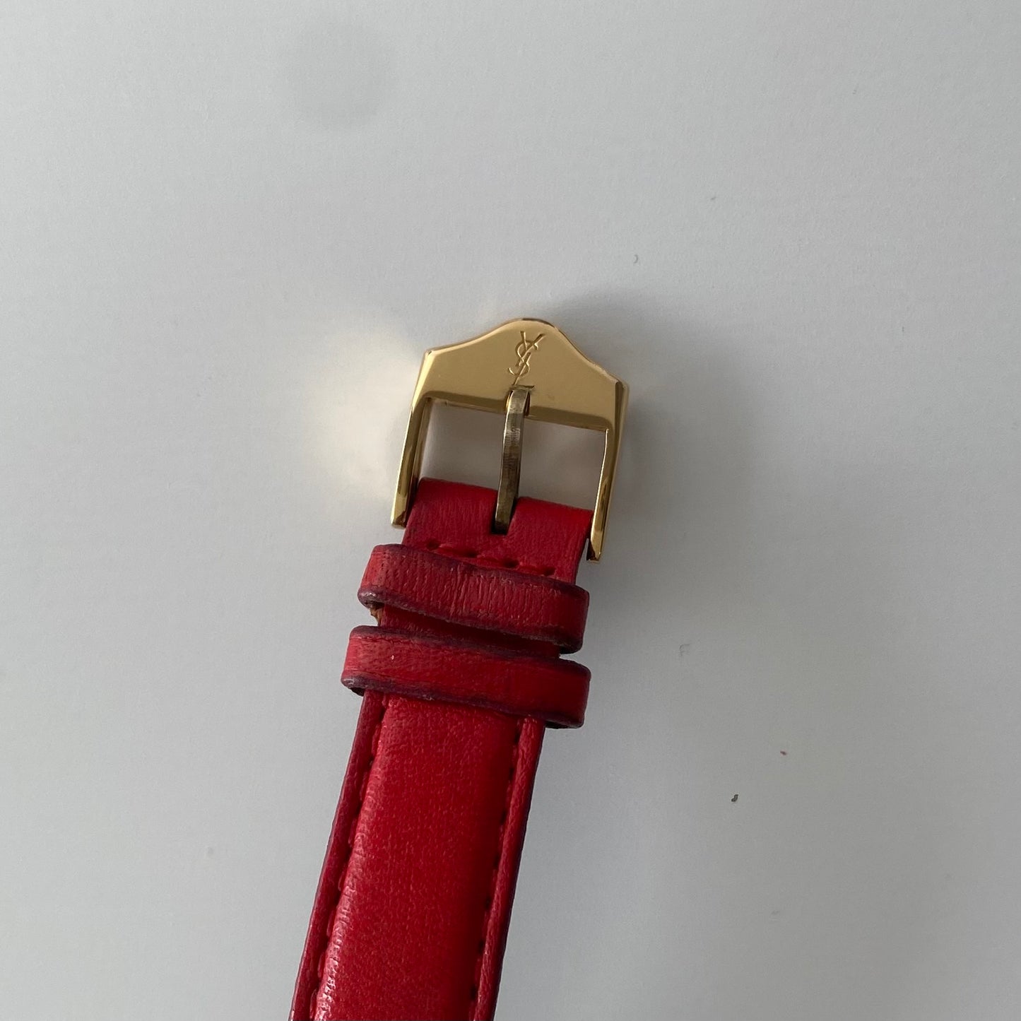Yves Saint Laurent 1990s Heart shaped Gold Plated Red Watch