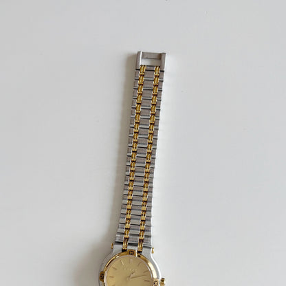 Gucci 1990s Date Round Dial Two Tone Watch