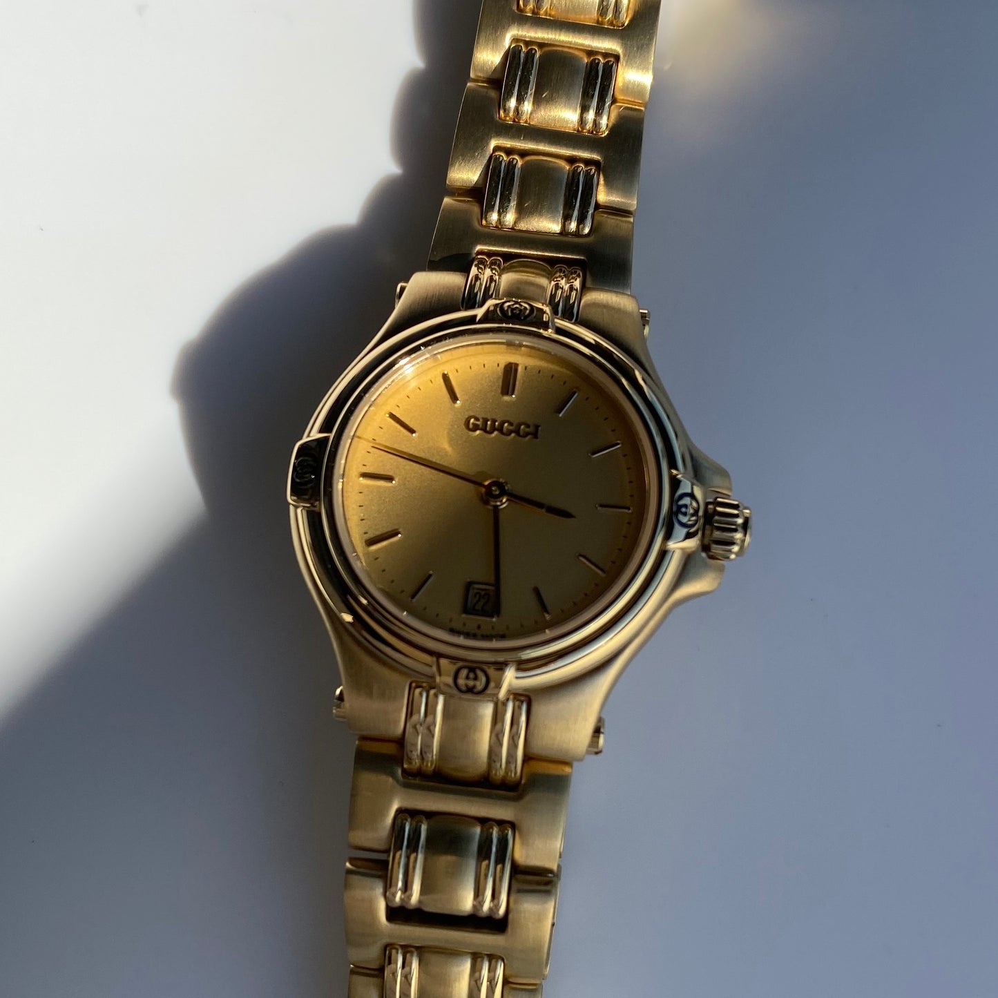 Gucci 1990s Date Gold Plated Watch