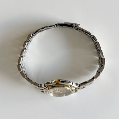 Dior 1990s Date Round Dial Two Tone Gold Plated Watch