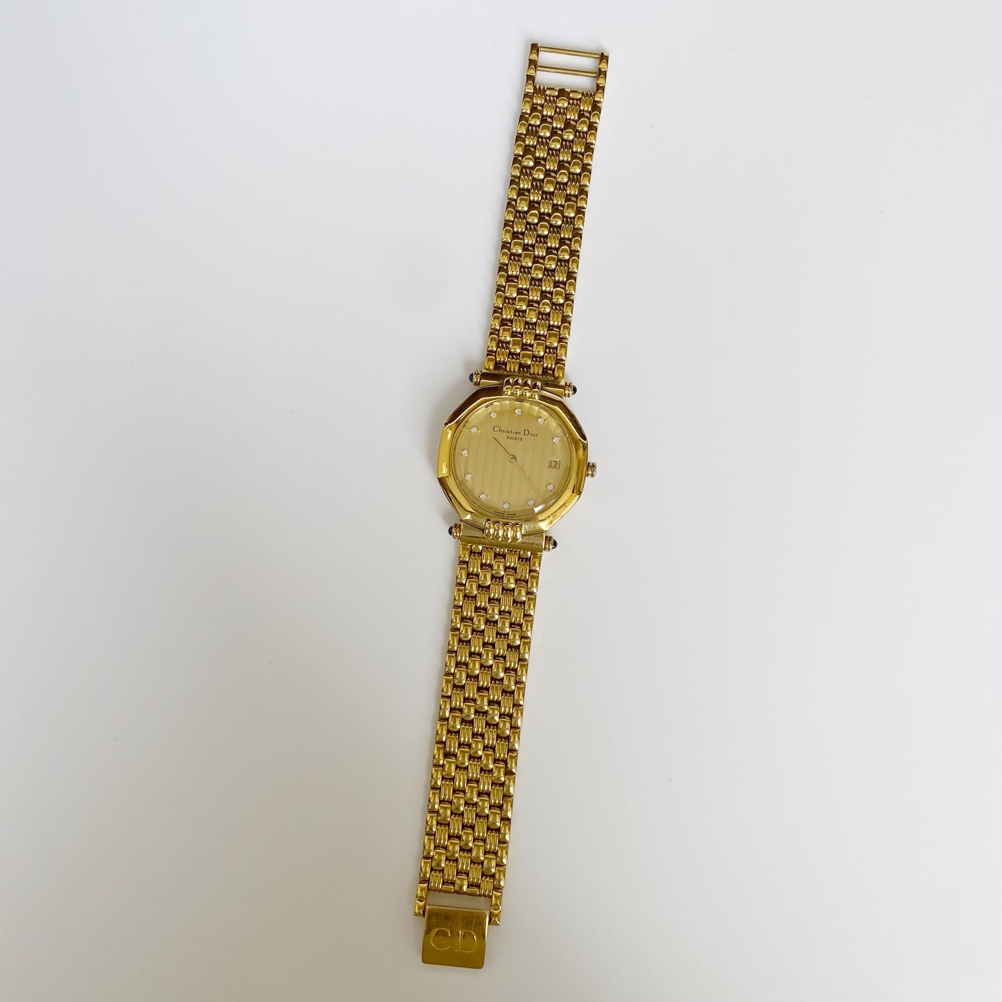 Dior 1990s Octagon Gold Plated Watch