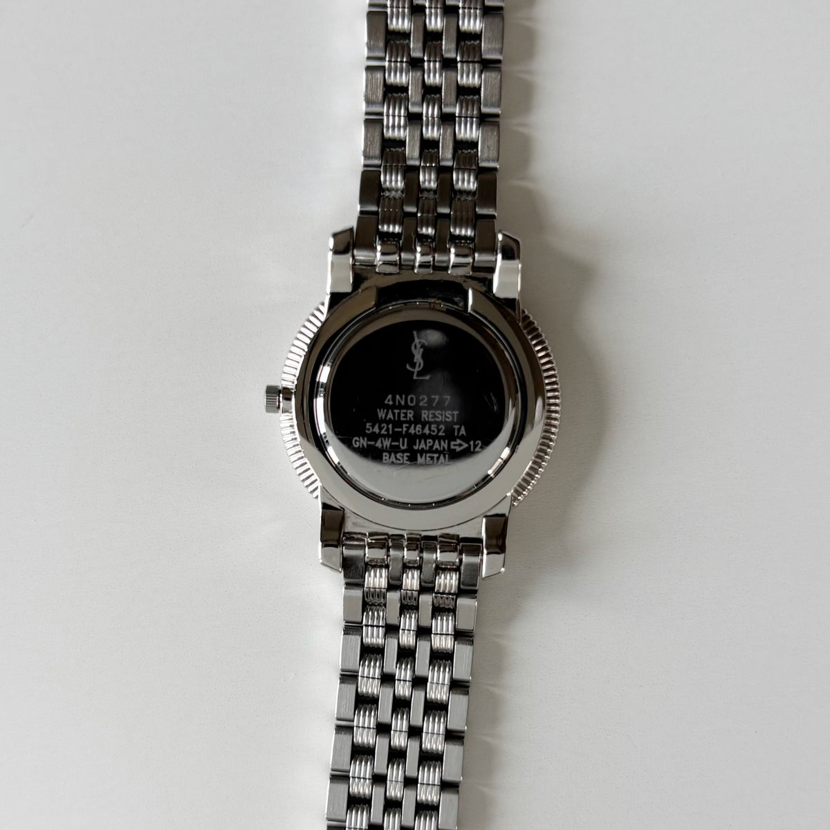 Yves Saint Laurent 1990s Dark Gray Round Dial Stainless Steel Watch