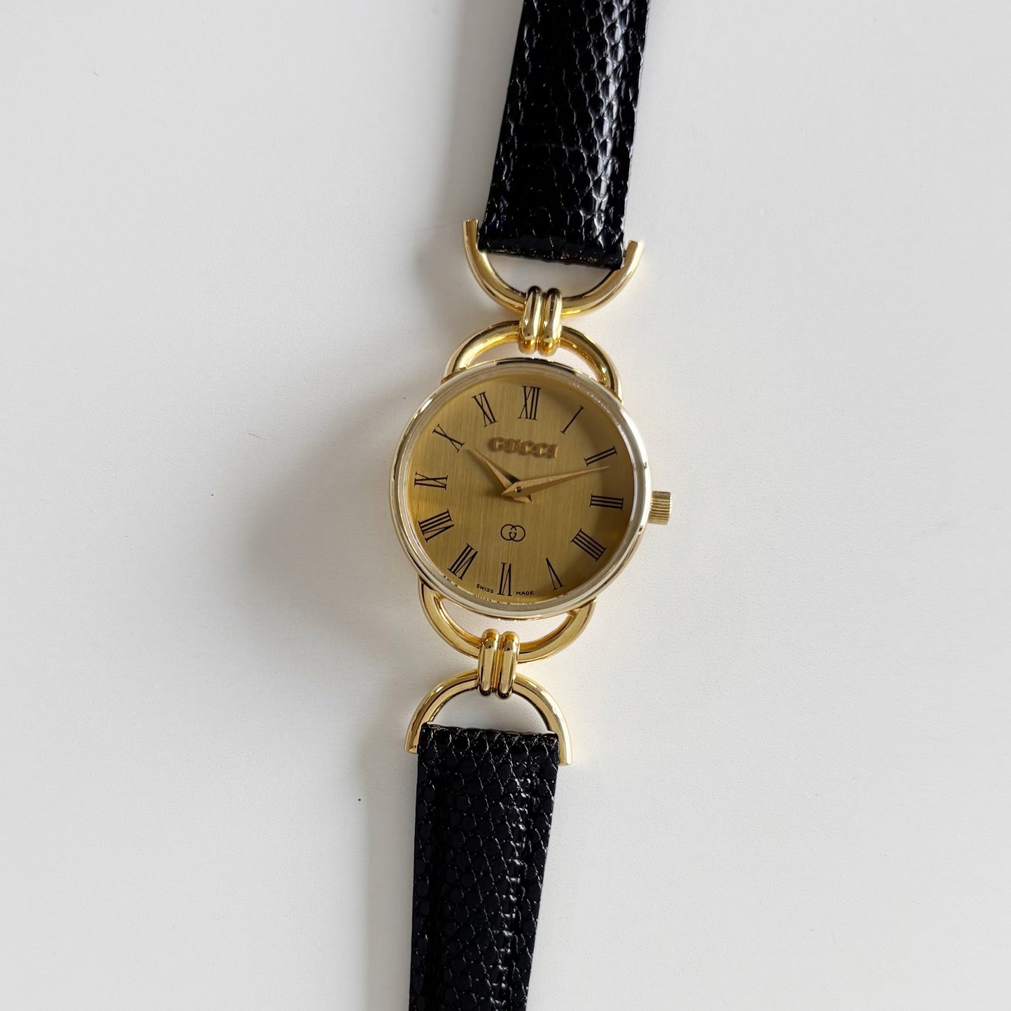 Gucci 1990s Gold Dial Gold Plated Horsebit Watch