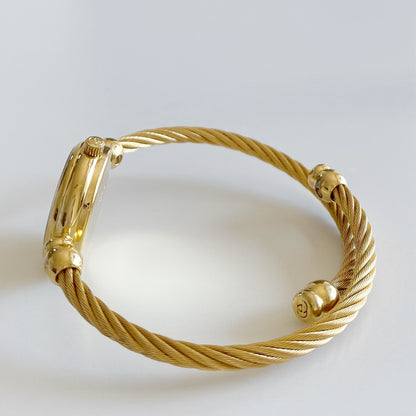 Gucci 1990s Seashell Dial Gold Plated Cable Bangle Watch