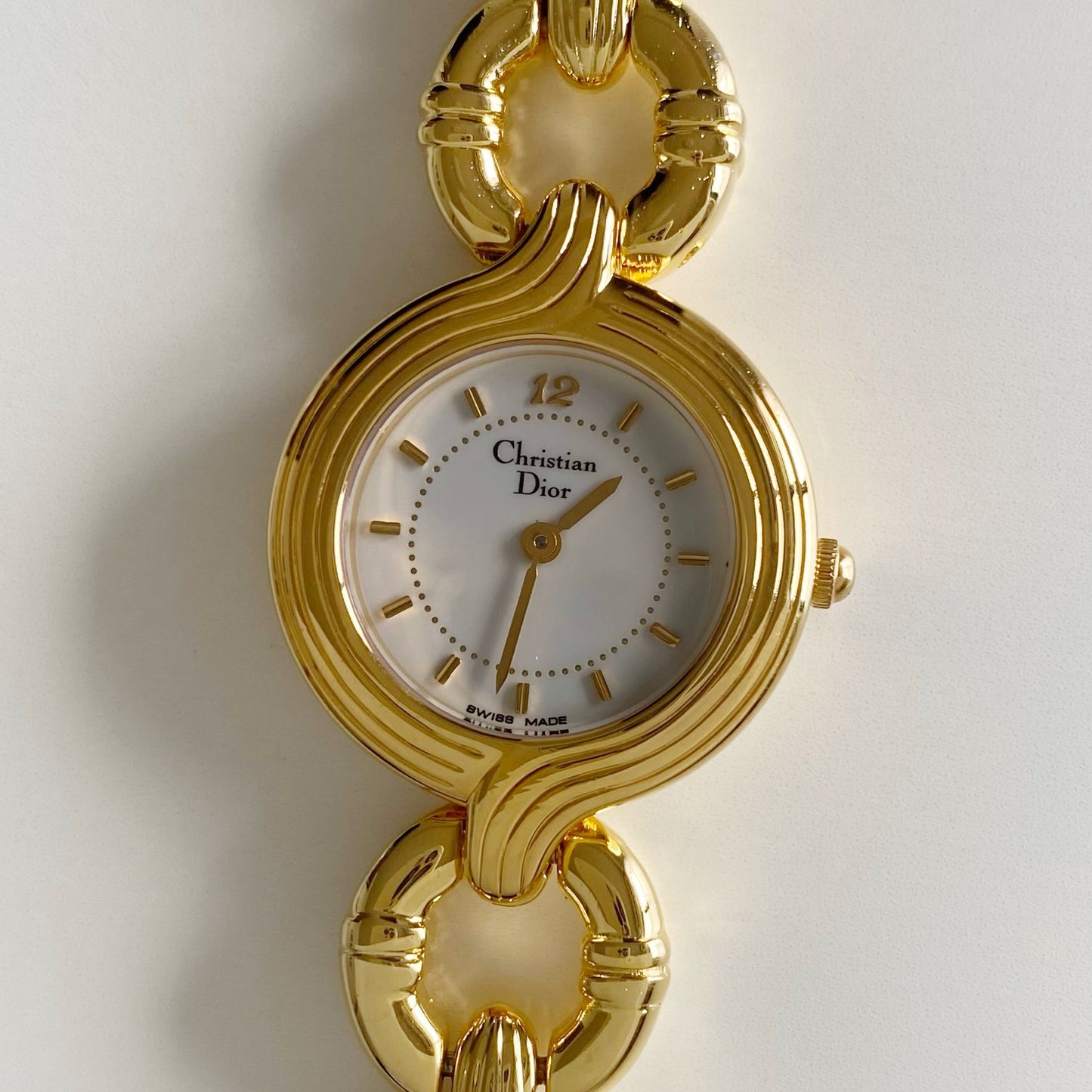 Dior 1990s Round Dial Gold Plated Watch