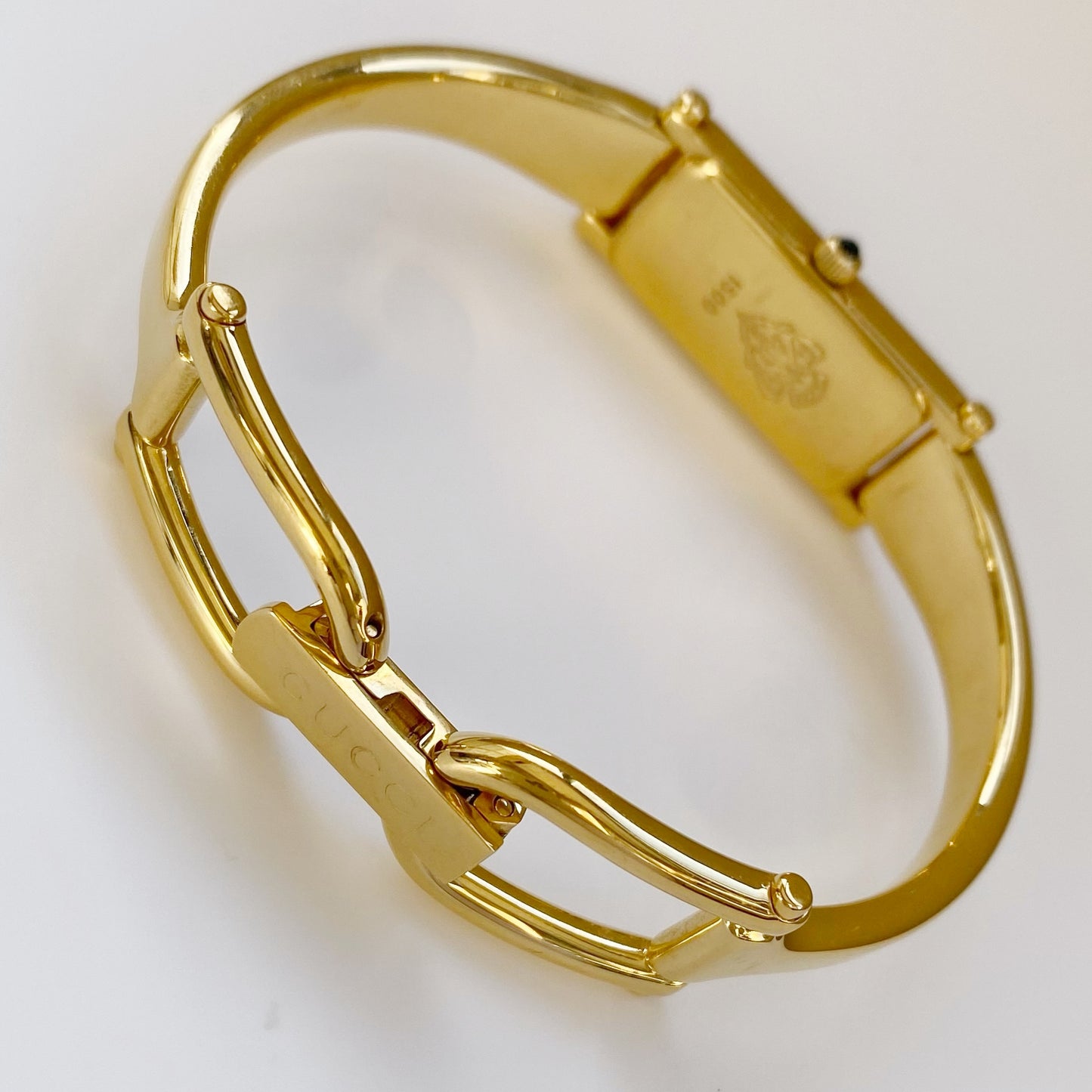 Gucci 1990s Seashell Dial Gold Plated Bangle Watch