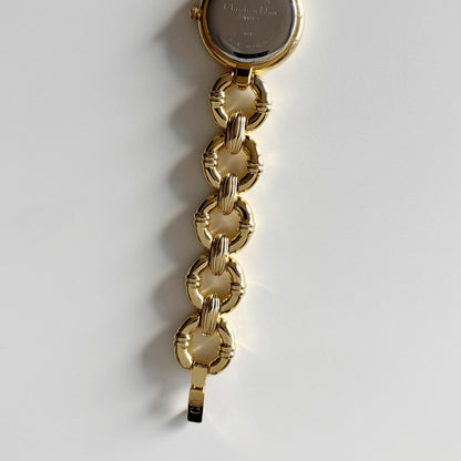 Dior 1990s Round Dial Gold Plated Watch
