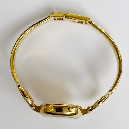 Gucci 1990s Seashell Dial Gold Plated Bangle Watch