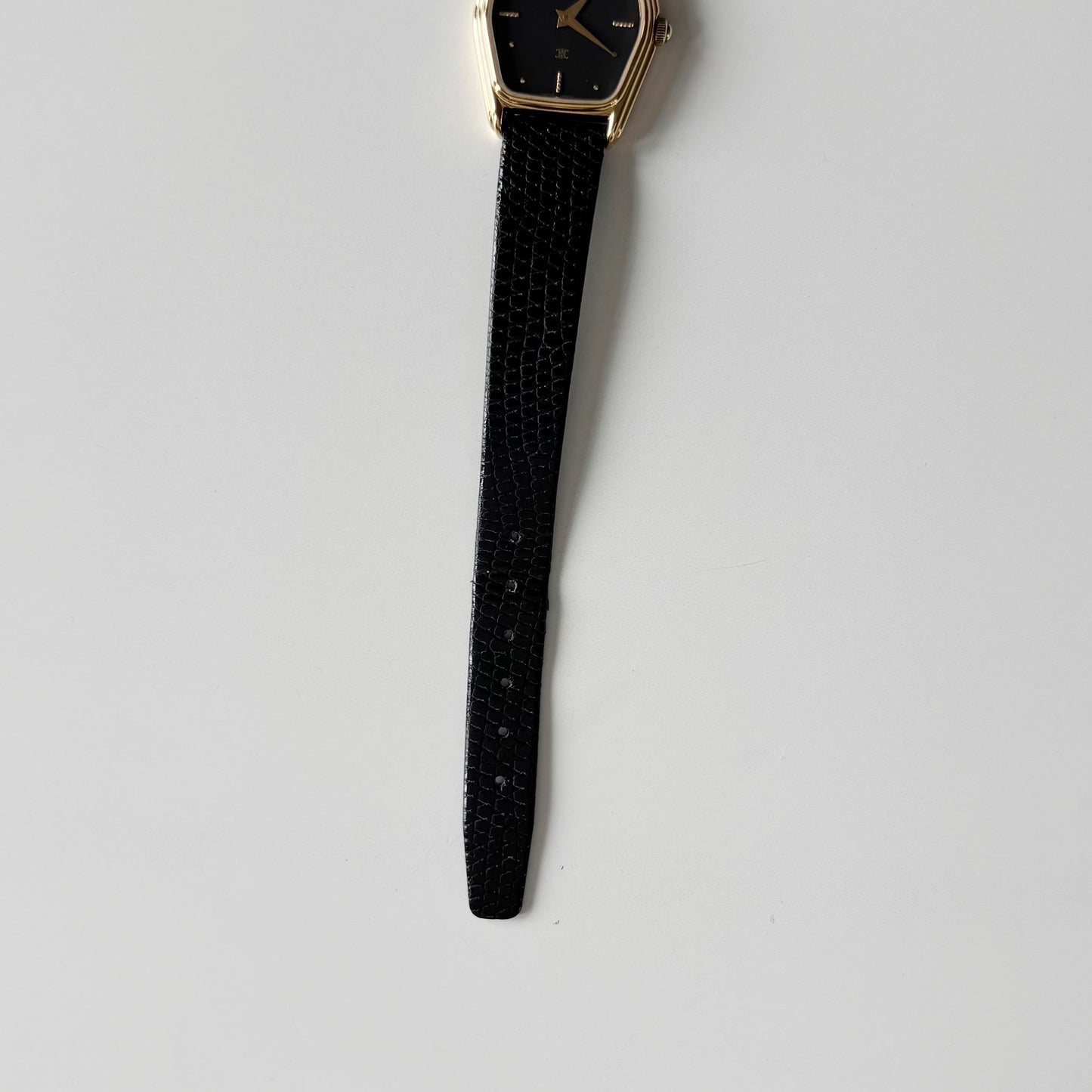 Celine 1980s Black Dial Gold Plated Watch