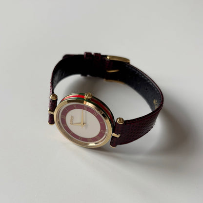 Gucci 1990s Round Dial Red Gold Plated Watch (Large)
