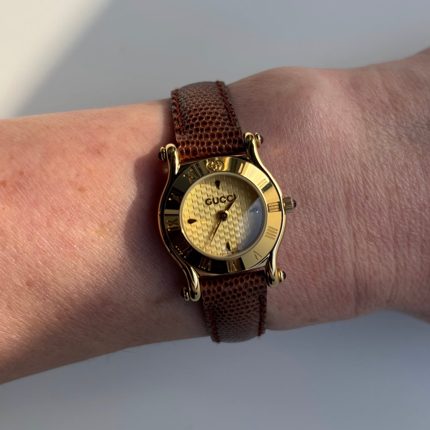 Gucci 1990s Gold Dial Gold Plated Watch