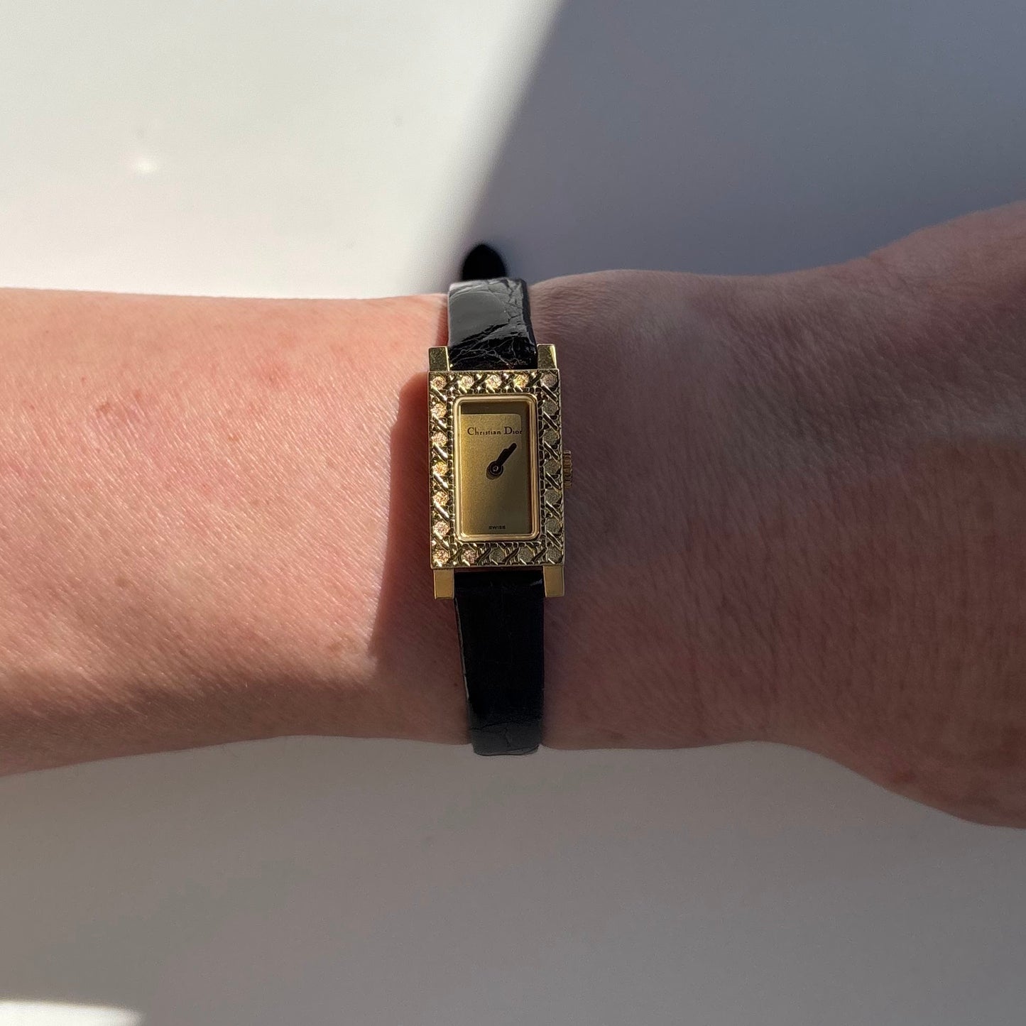 Dior 1990s La Parisienne  18K Solid Gold Case Tank Watch
