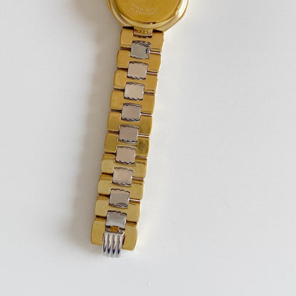 Dior 1990s Octagon Two Tone Gold Plated Watch