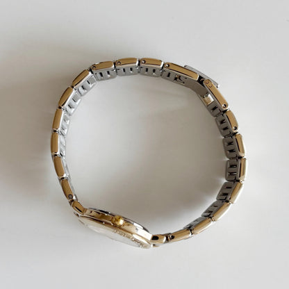 Yves Saint Laurent 1990s Round Dial Two Tone Gold Plated Watch