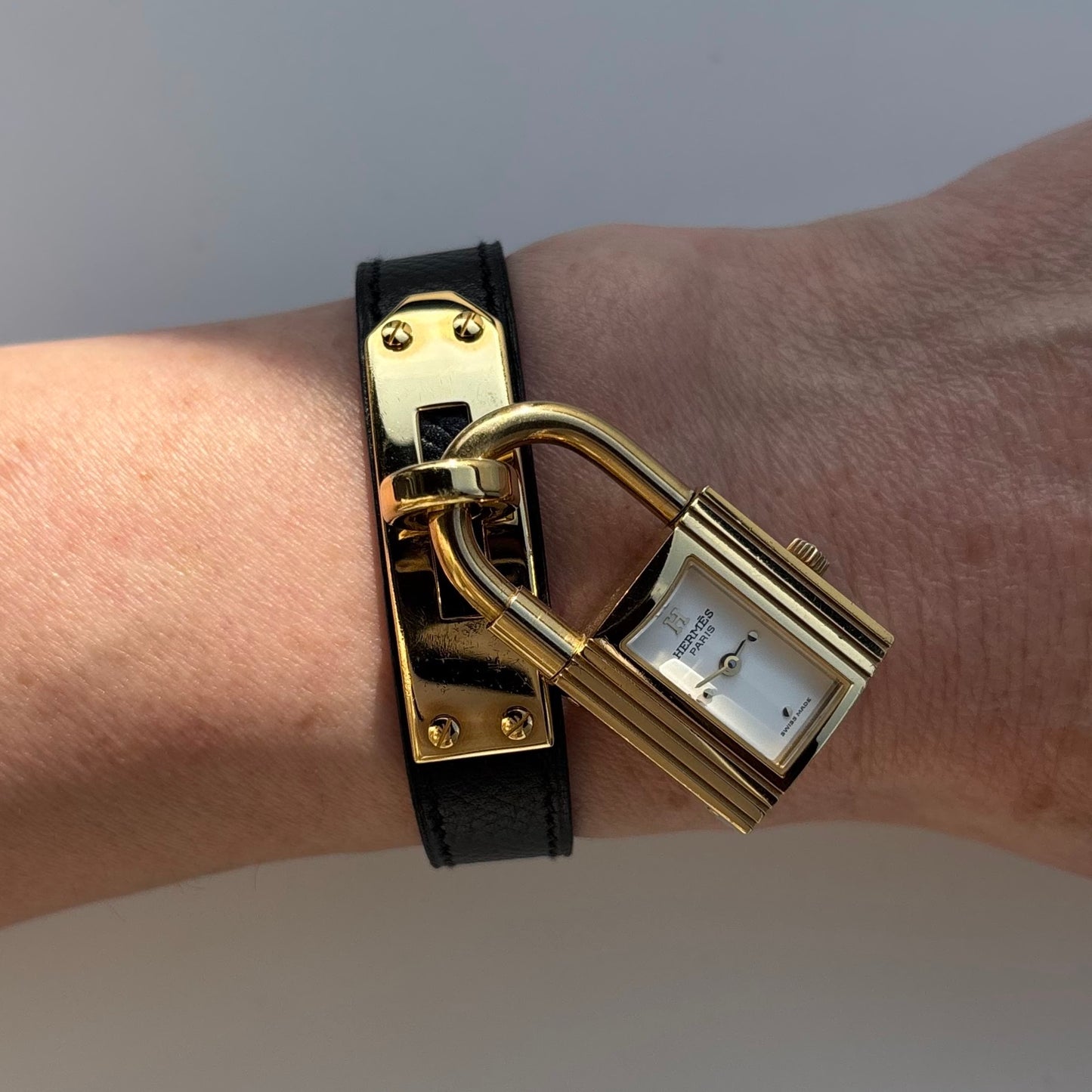 Hermes 1990s Kelly Gold Plated Watch