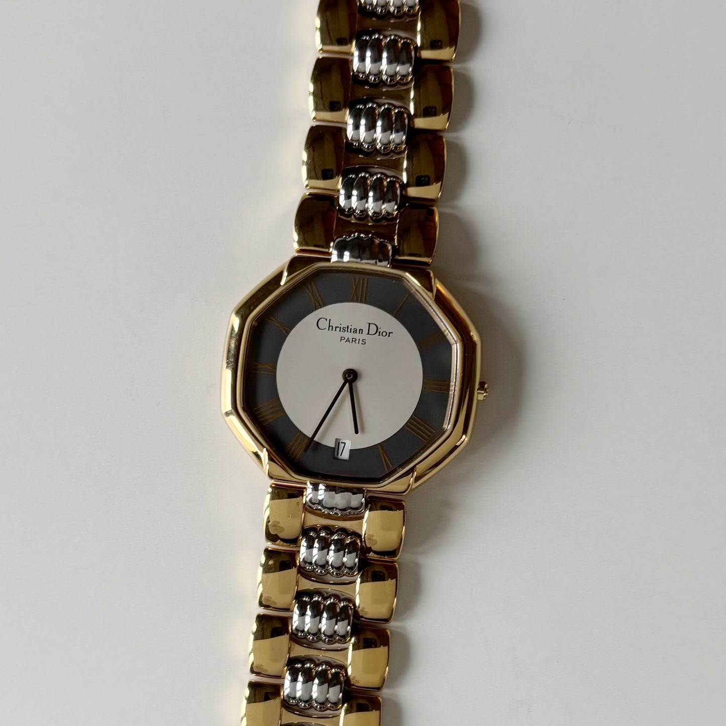 Dior 1990s Octagon Date Dial Two Tone Watch (Large) (5/31)