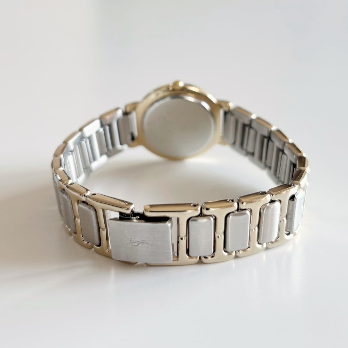 Yves Saint Laurent 1990s Round Dial Two Tone Gold Plated Watch