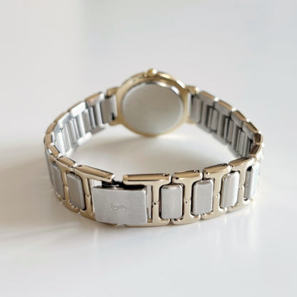 Yves Saint Laurent 1990s Round Dial Two Tone Gold Plated Watch