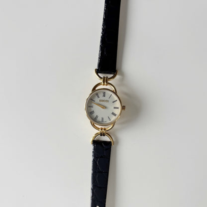 Gucci Round Dial Horsebit Gold-Plated Watch