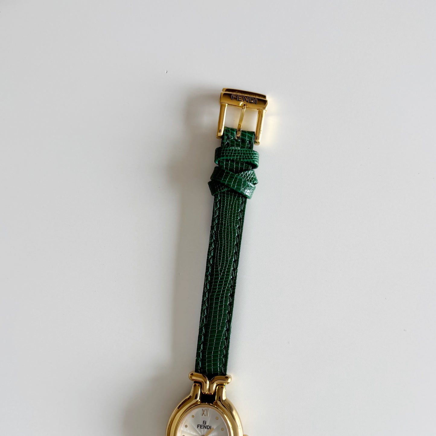 Fendi 1990s Interchangeable Belt Gold Plated Watch with 5 belts, case