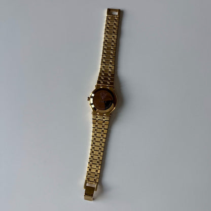 Gucci 1990s Date Round Dial Gold Plated Watch