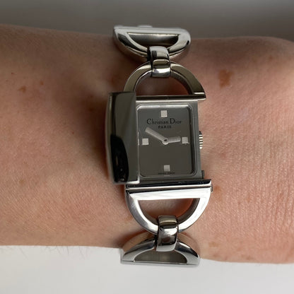 Dior Early 2000s Pandiora Mirrored Silver Watch