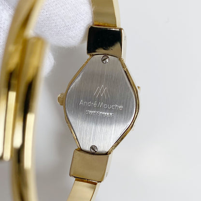 André  Mouche 1990s Red Gold Plated Bangle Watch