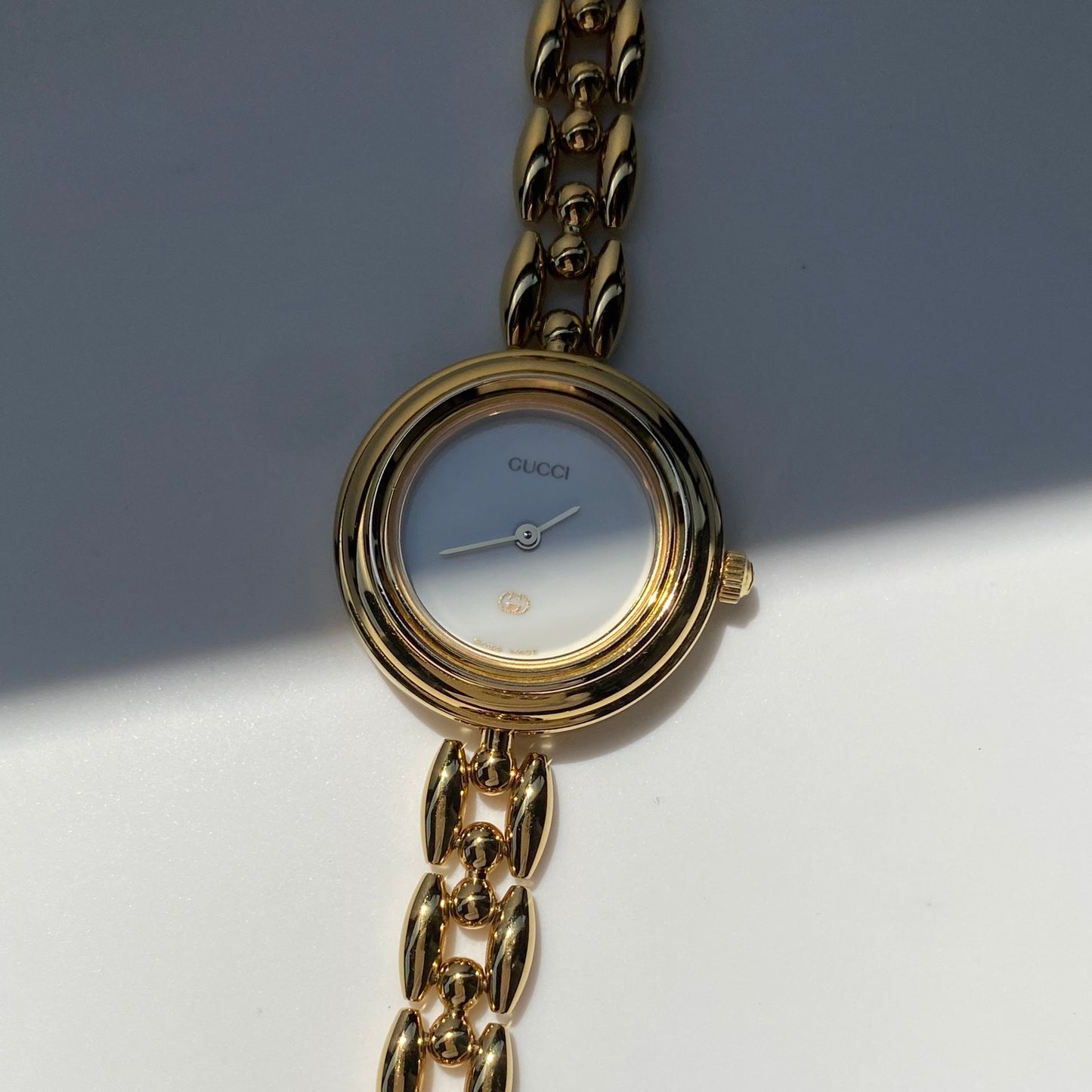 Gucci 1990s Interchangeable Bezel Gold Plated Watch with 6 bezels, case (160mm)