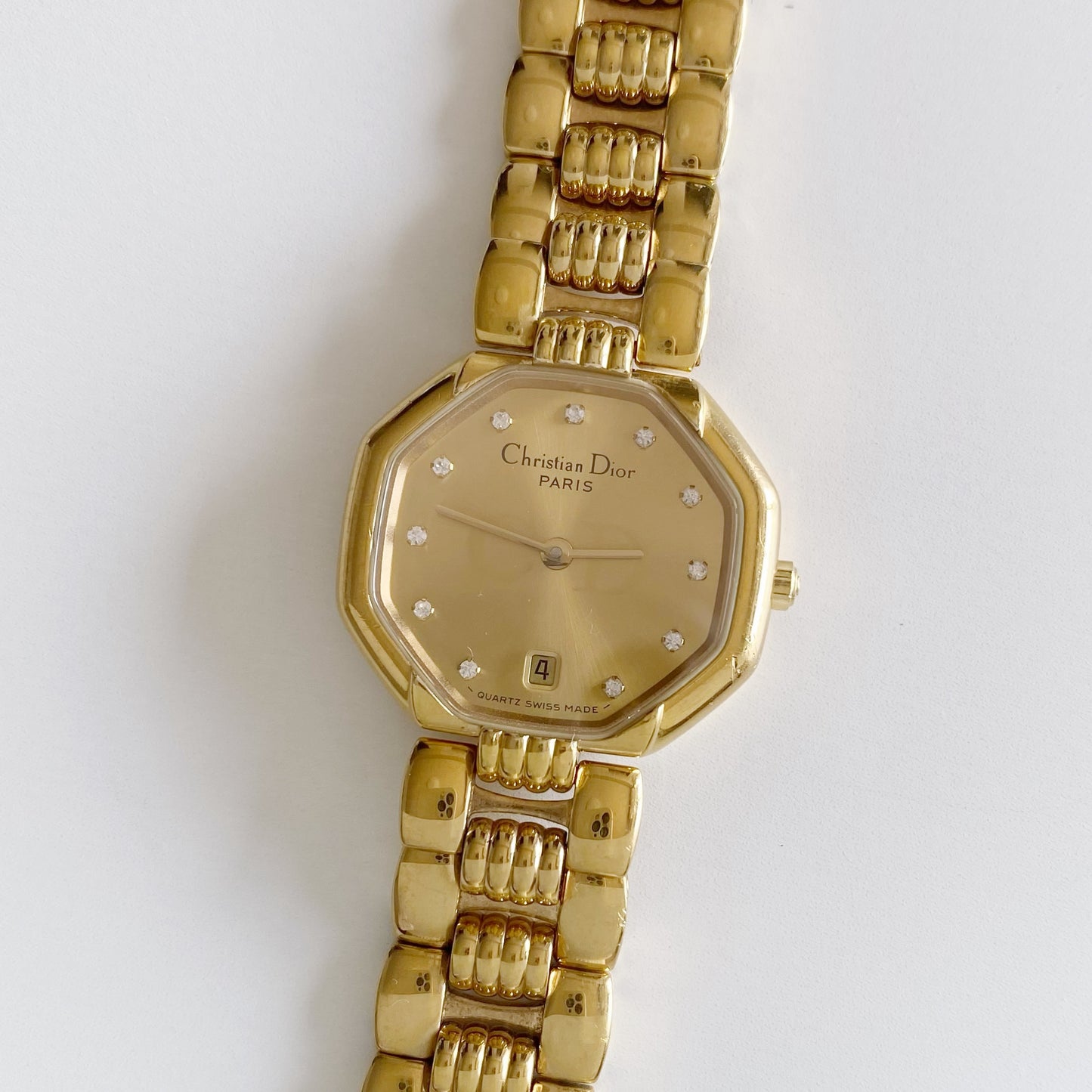 Dior 1990s Octagon Gold Plated Watch