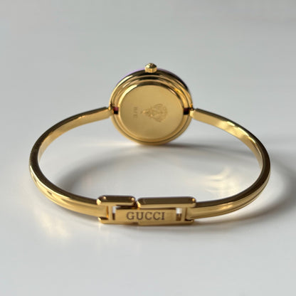 Gucci 1990s Interchangeable Bezel Gold Plated Bangle Watch with 12 bezels, case
