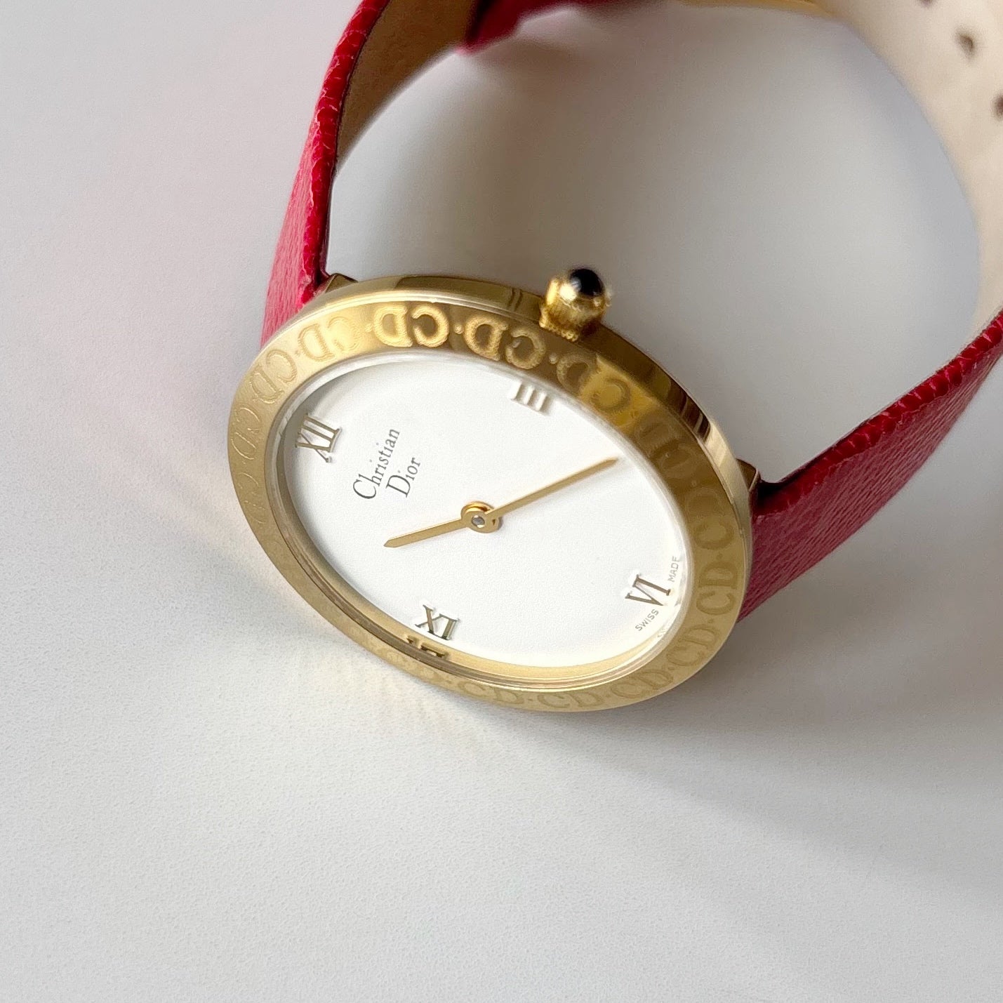 Dior 1990s Round Dial Gold Plated Watch