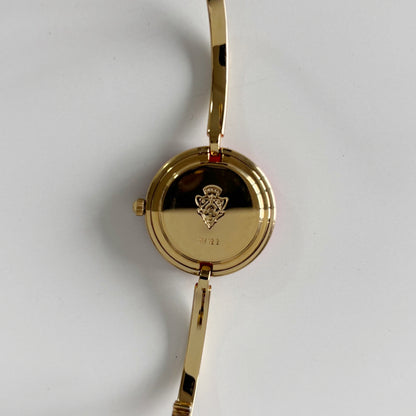Gucci 1990s Interchangeable Bezel Gold Plated Bangle Watch with case, 12 bezels (Small)
