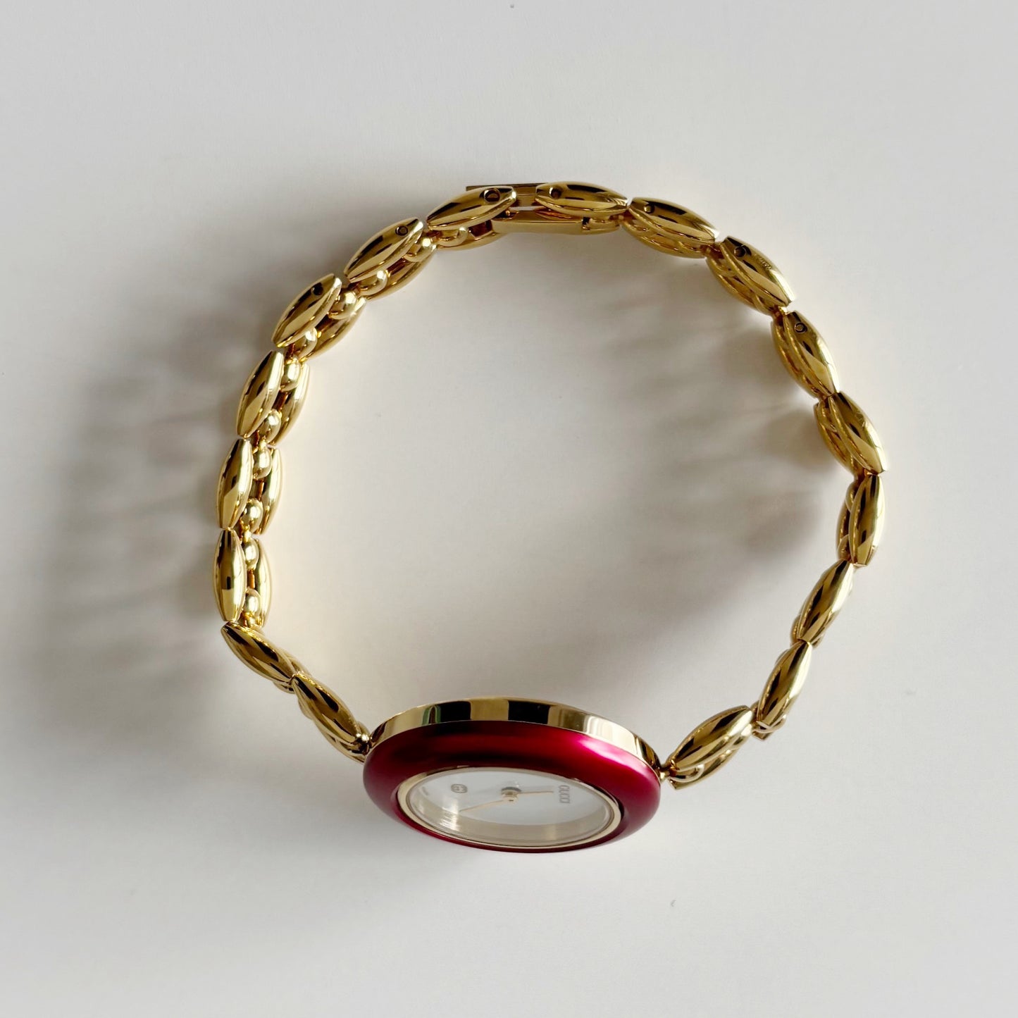 Gucci 1990s Interchangeable Bezel Gold Plated Rice Chain Watch (165mm)