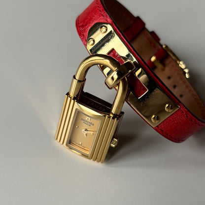 Hermes 1990s Kelly Gold Plated Watch