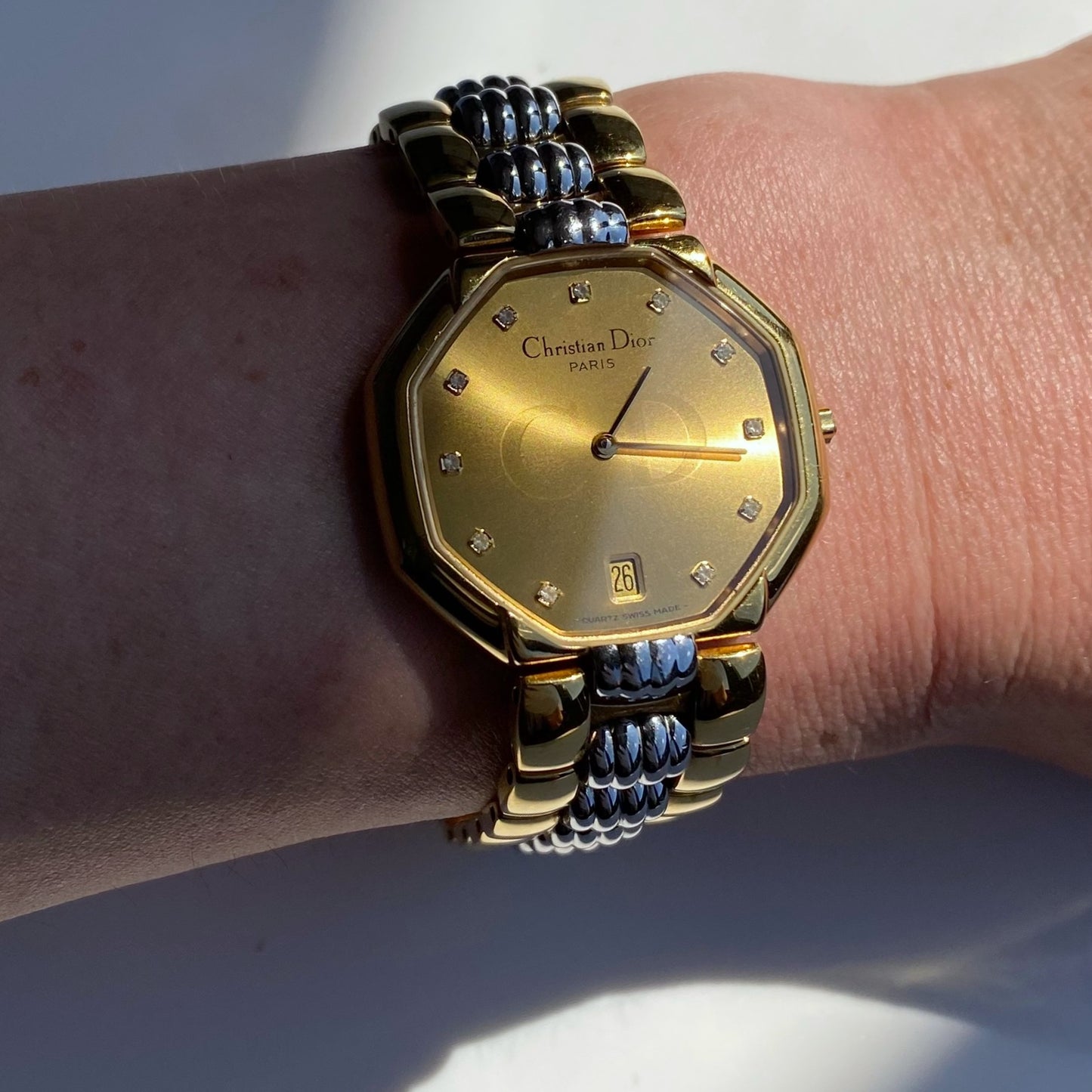 Dior 1990s Octagon Date Two Tone Watch