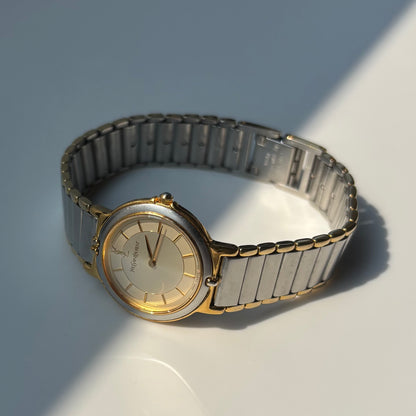 Yves Saint Laurent 1990s Round Dial Two Tone Watch