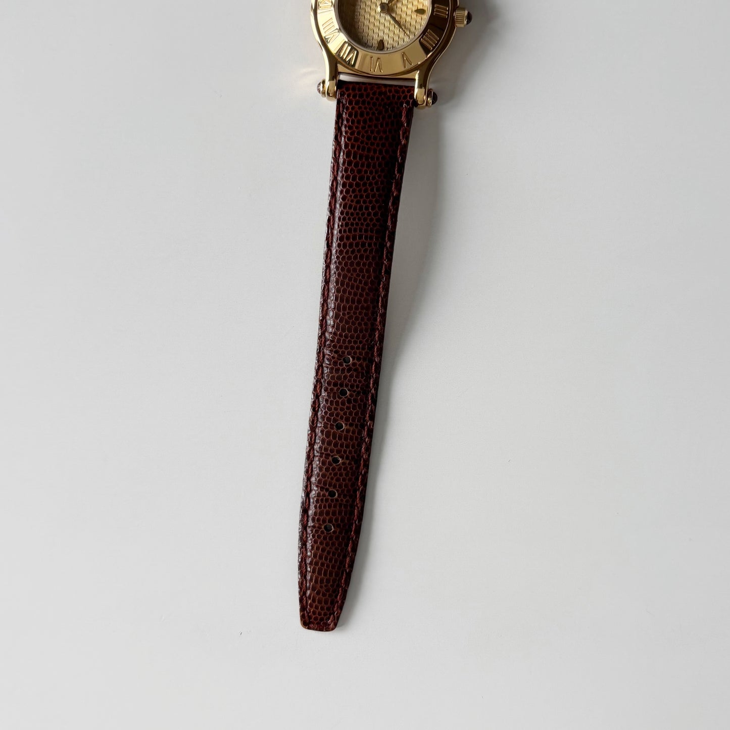 Gucci 1990s Round Dial Gold Plated Watch