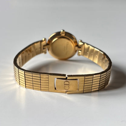 Dior 1990s Round Dial Gold Plated Watch