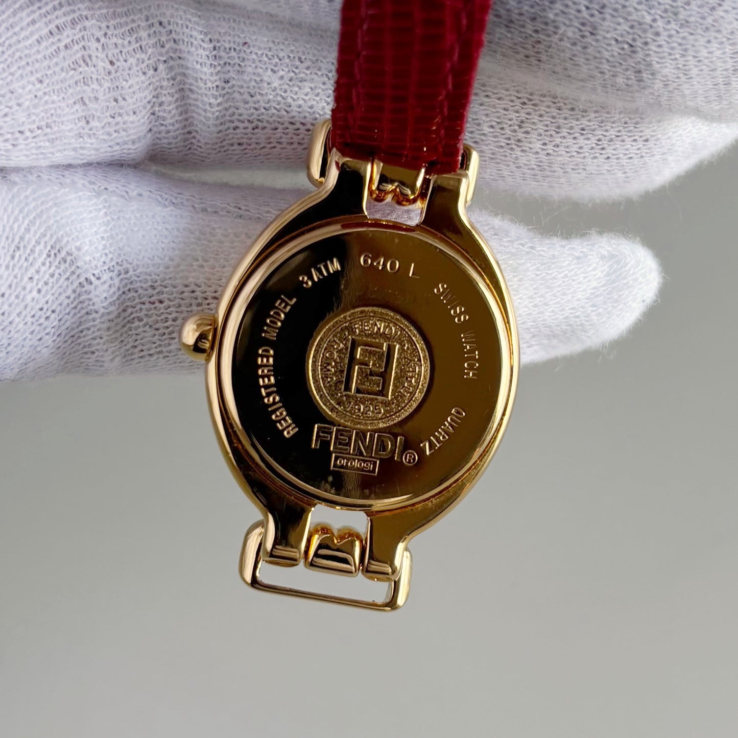 Fendi 1990s Interchangeable Belt Gold Plated Watch with 5 straps, case