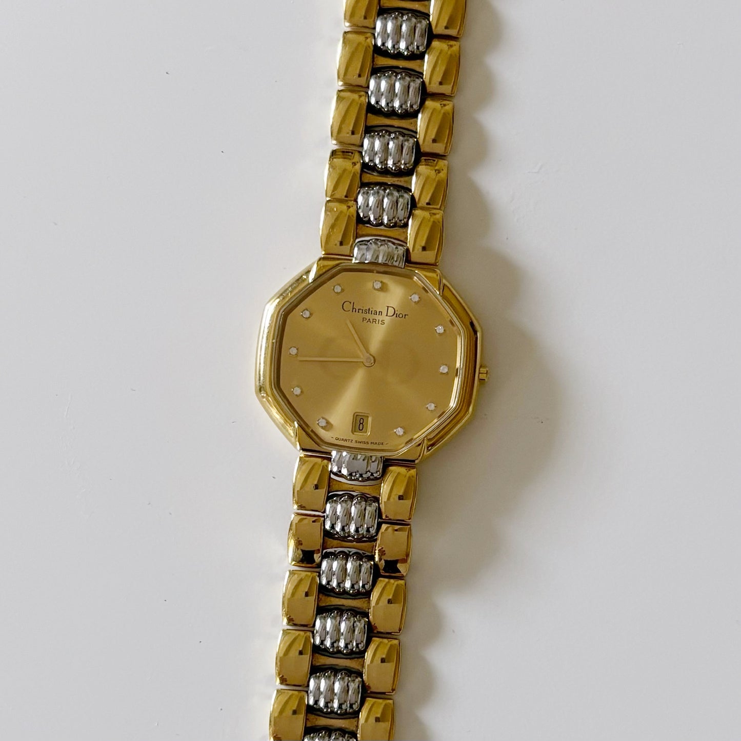 Dior 1990s Octagon Date Two Tone Watch