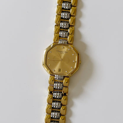 Dior 1990s Octagon Date Two Tone Watch