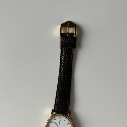 Yves Saint Laurent 1990s YSL Logo Round Dial Gold Plated Watch