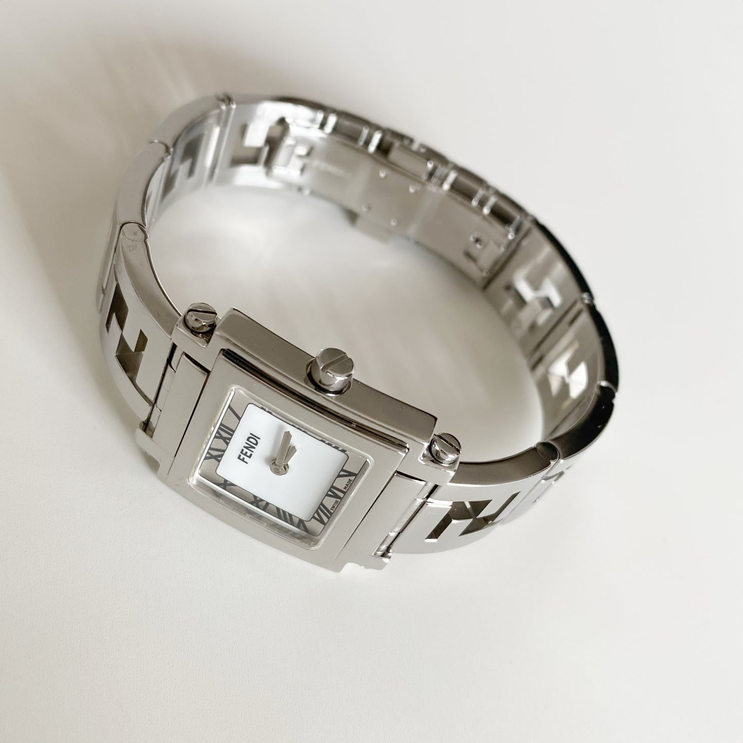 Fendi 1990s Square Dial Stainless steel Watch