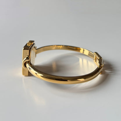 Gucci 1990s Square Dial Gold Plated Bangle Watch